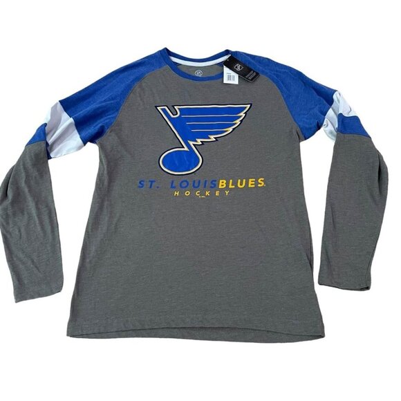 St Louis Blues T-Shirt Men’s Size Medium Long Sleeve NHL Hockey New - Picture 1 of 5